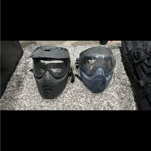 Two paint ball mask and tactical vest